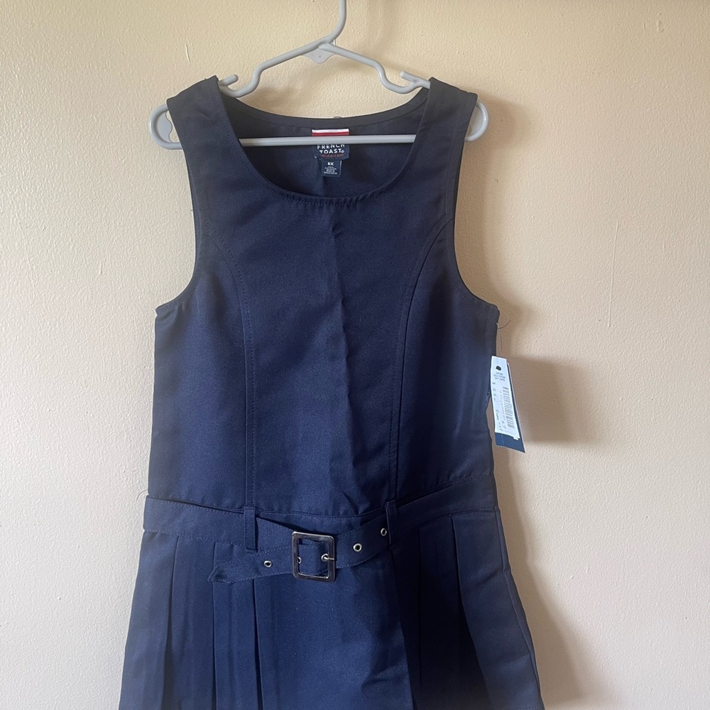 French Toast Navy Dress with Belt